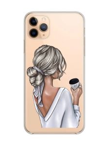 Прозорий чохол на iPhone 11 Pro Max (6,5) :: Дівчина з латте (принт 227)
