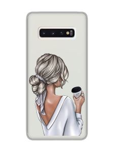 Прозорий чохол на Samsung Galaxy S10 :: Дівчина з латте (принт 227)