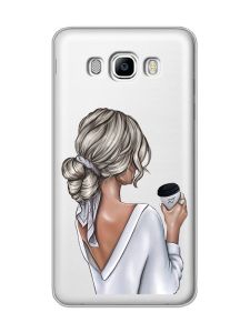Прозорий чохол на SAMSUNG Galaxy J7(2016) J710 :: Дівчина з латте (принт 227)