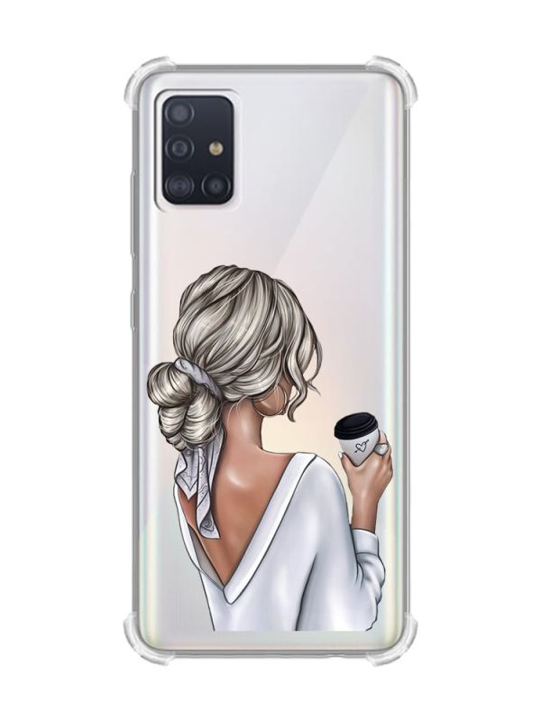 Чохол з потовщеними кутами на Samsung Galaxy A71 / A715 Дівчина з латте (принт 227)