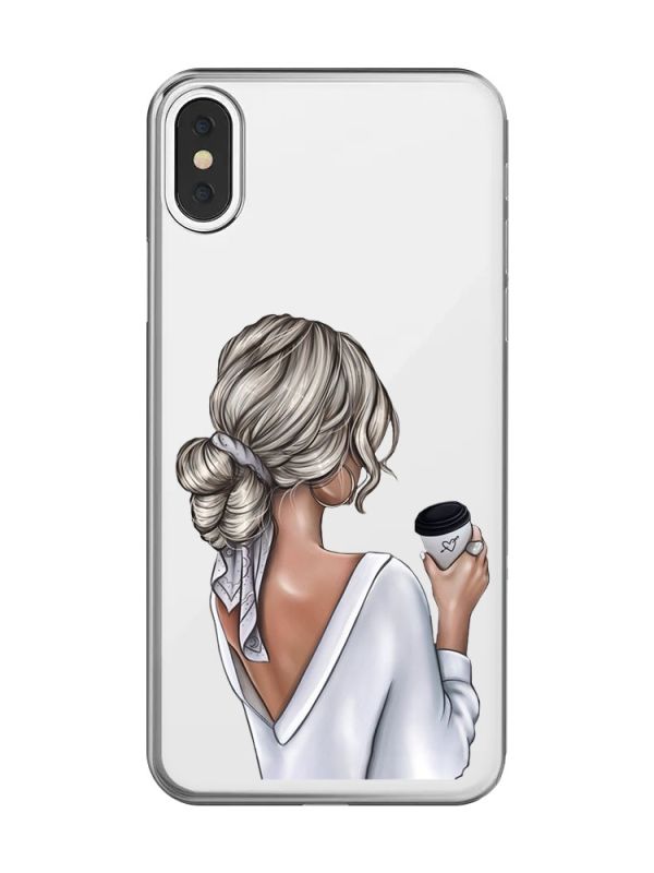 Прозорий чохол на iPhone X / XS :: Дівчина з латте (принт 227)