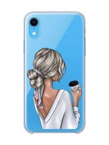 Прозорий чохол на iPhone XR :: Дівчина з латте (принт 227)