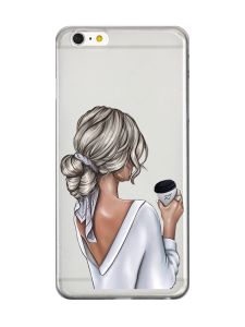 Прозорий чохол на iPhone 6+/6 Plus :: Дівчина з латте (принт 227)