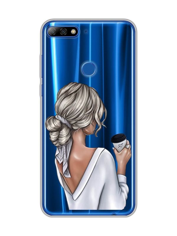 Прозорий чохол на Huawei Y7 2018 / Y7 prime 2018 :: Дівчина з латте (принт 227)