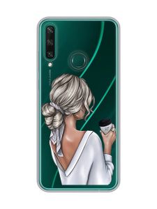 Прозорий чохол на Huawei Y6p :: Дівчина з латте (принт 227)