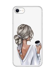Прозорий чохол на iPhone SE 2020 :: Дівчина з латте (принт 227)