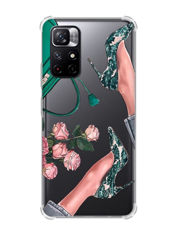 Чохол з потовщеними кутами на Xiaomi Redmi Note 11 5G Туфельки і квіти (принт 225)