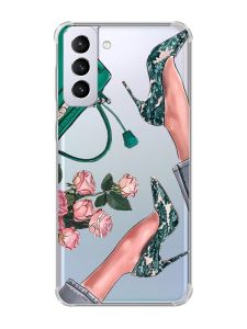 Чохол з потовщеними кутами на Samsung Galaxy S21 Plus Туфельки і квіти (принт 225)