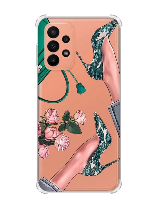 Чохол з потовщеними кутами на Samsung Galaxy A23 Туфельки і квіти (принт 225)