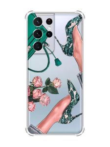 Чохол з потовщеними кутами на Samsung Galaxy S21 Ultra :: Туфельки і квіти (принт 225)