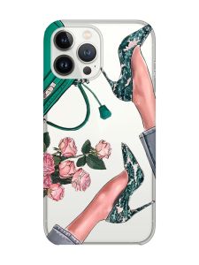 Прозорий чохол із захистом камери на iPhone 14 Pro :: Туфельки і квіти (принт 225)
