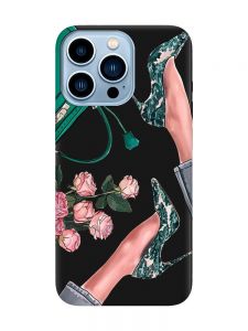 Матовий чорний чохол на Apple iPhone 13 Pro Max :: Туфельки і квіти (принт 225)