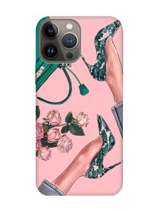 Матовий рожевий чохол на Apple iPhone 13 Pro :: Туфельки і квіти (принт 225)