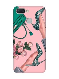 Матовий рожевий чохол на Xiaomi Redmi 6 :: Туфельки і квіти (принт 225)