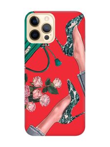 Матовий червоний чохол на Apple iPhone 12 Pro Max :: Туфельки і квіти (принт 225)