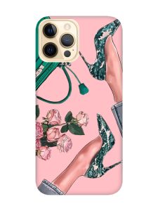 Матовий рожевий чохол на Apple iPhone 12 Pro Max :: Туфельки і квіти (принт 225)