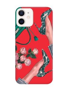 Матовий червоний чохол на Apple iPhone 12 / 12 Pro (6.1) :: Туфельки і квіти (принт 225)