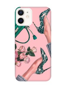 Матовий рожевий чохол на Apple iPhone 12 / 12 Pro (6.1) :: Туфельки і квіти (принт 225)
