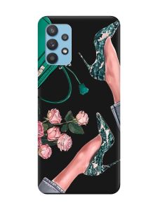 Матовий чорний чохол на Samsung Galaxy A32 :: Туфельки і квіти (принт 225)