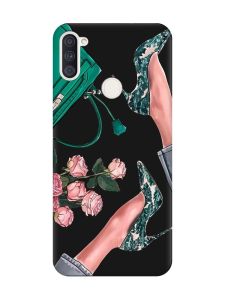 Матовий чорний чохол на Samsung Galaxy A11 :: Туфельки і квіти (принт 225)