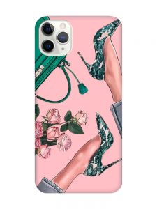 Матовий рожевий чохол на iPhone 11 Pro Max (6.5) :: Туфельки і квіти (принт 225)