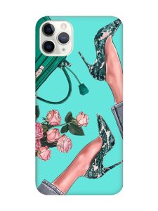 Матовий бірюзовий чохол на iPhone 11 Pro Max (6.5) :: Туфельки і квіти (принт 225)