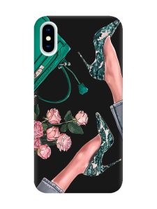 Матовий чорний чохол на iPhone X / Xs :: Туфельки і квіти (принт 225)