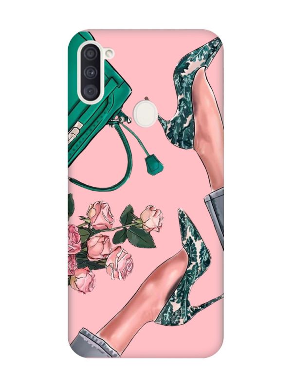 Матовий рожевий чохол на Samsung Galaxy A11 :: Туфельки і квіти (принт 225)