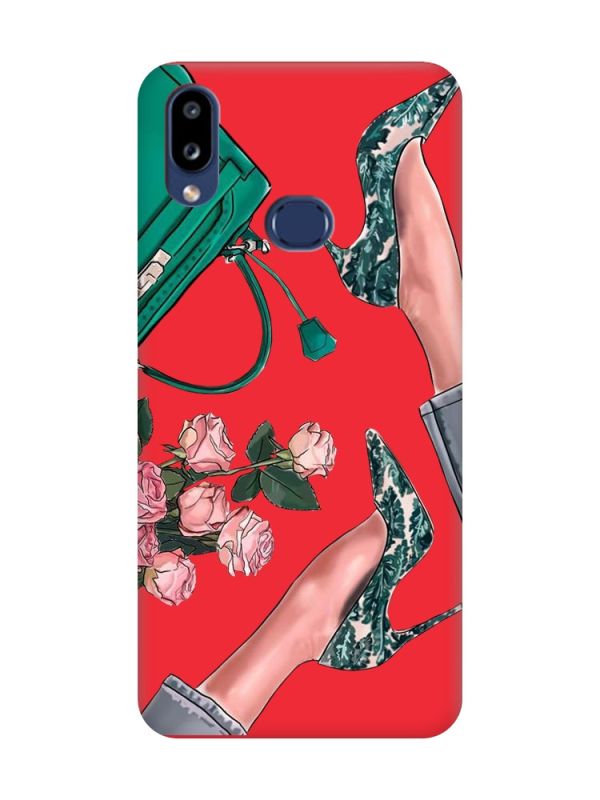 Матовий червоний чохол на Samsung Galaxy A10ѕ A107 :: Туфельки і квіти (принт 225)