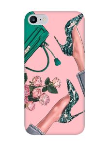 Матовий рожевий чохол на iPhone 7 / 8 :: Туфельки і квіти (принт 225)