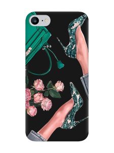 Матовий чорний чохол на iPhone 7 / 8 :: Туфельки і квіти (принт 225)