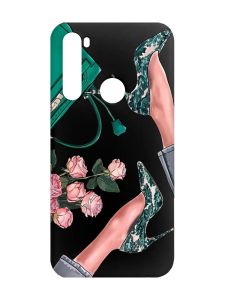 Матовий чорний чохол на Xiaomi Redmi Note 8 :: Туфельки і квіти (принт 225)