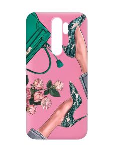 Матовий рожевий чохол на Xiaomi Redmi Note 8 Pro :: Туфельки і квіти (принт 225)