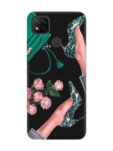 Матовий чорний чохол на Xiaomi Redmi 9C / 10A Туфельки і квіти (принт 225)