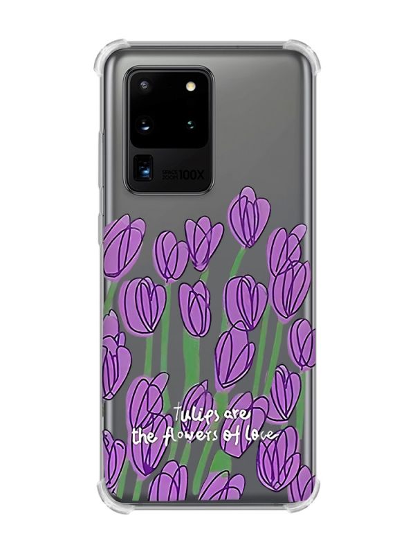 Чохол з потовщеними кутами на Samsung Galaxy S20 Ultra Тюльпани (принт 265)