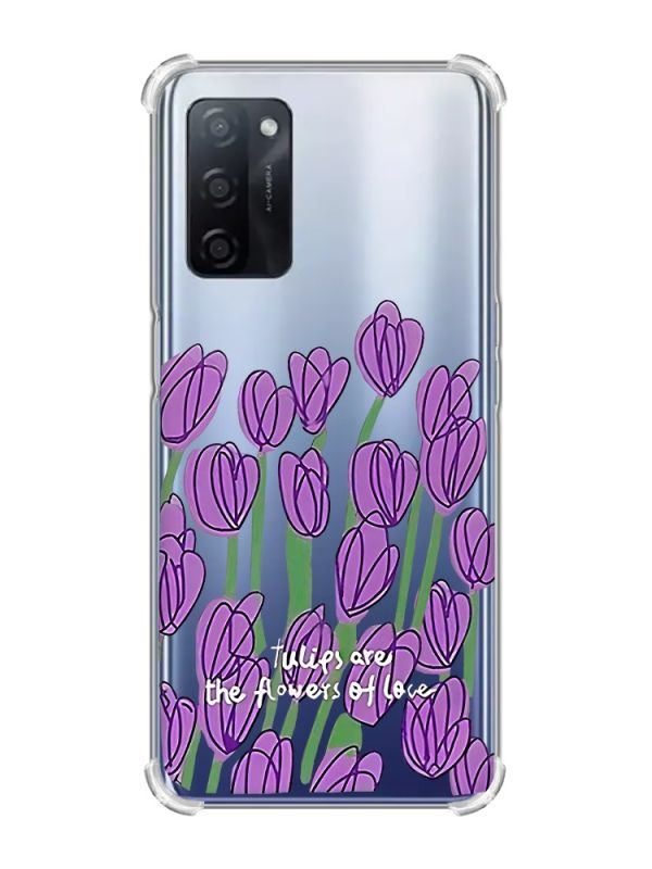 Чохол з потовщеними кутами на Oppo A55 Тюльпани (принт 265)