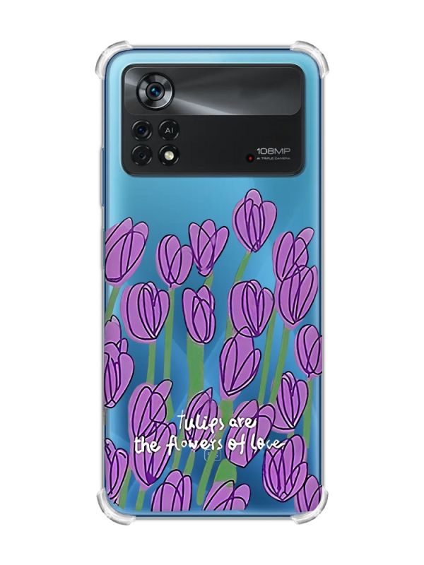 Чохол з потовщеними кутами на Xiaomi Poco X4 Pro 5G Тюльпани (принт 265)