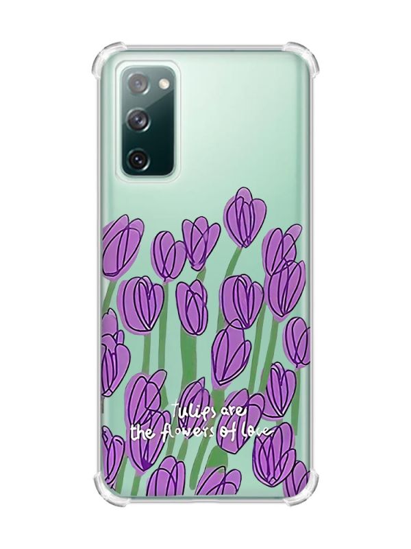 Прозорий чохол з потовщеними кутками на Galaxy S20 FE Тюльпани (принт 265)