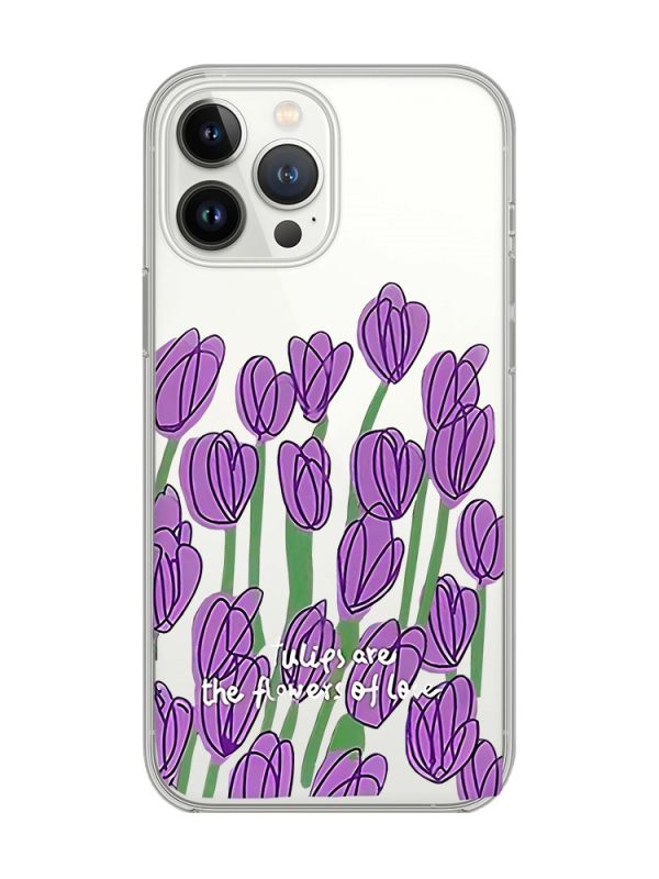 Прозорий чохол із захистом камери на iPhone 14 Pro Max Тюльпани (принт 265)