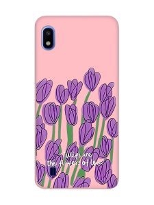 Матовий рожевий чохол на Samsung Galaxy A10 (2019) A105 Тюльпани (принт 265)