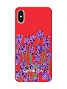 Матовий червоний чохол на iPhone XS MAX Тюльпани (принт 265)