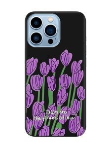 Матовий чорний чохол на Apple iPhone 13 Pro Max Тюльпани (принт 265)