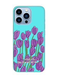 Матовий бірюзовий чохол на Apple iPhone 13 Pro Max Тюльпани (принт 265)
