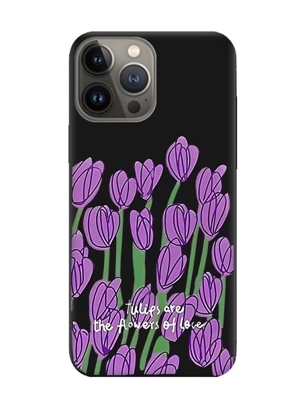 Матовий чорний чохол на Apple iPhone 13 Pro Тюльпани (принт 265)