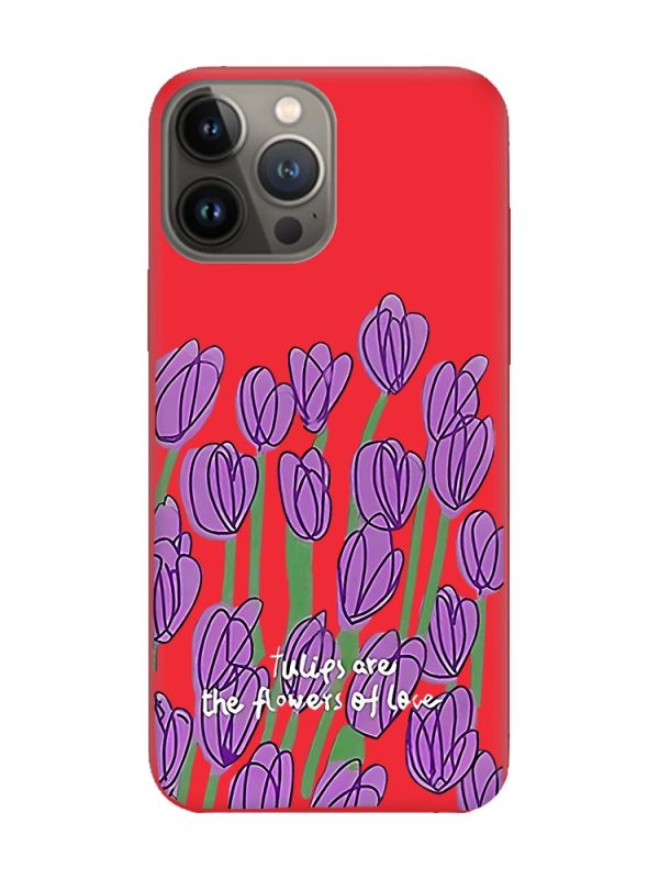Матовий червоний чохол на Apple iPhone 13 Pro Тюльпани (принт 265)