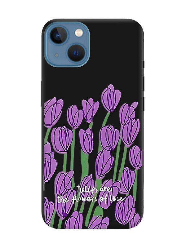 Матовий чорний чохол на Apple iPhone 13 Тюльпани (принт 265)