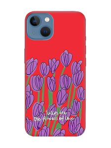 Матовий червоний чохол на Apple iPhone 13 Тюльпани (принт 265)
