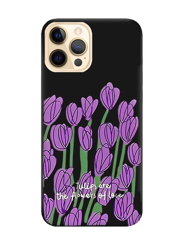 Матовий чорний чохол на Apple iPhone 12 Pro Max Тюльпани (принт 265)