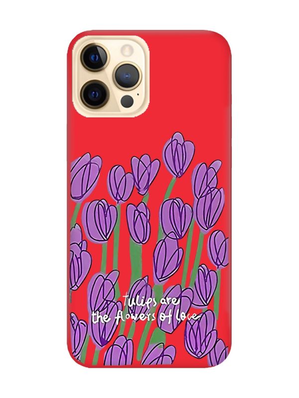 Матовий червоний чохол на Apple iPhone 12 Pro Max Тюльпани (принт 265)