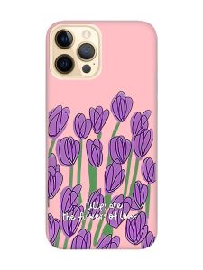 Матовий рожевий чохол на Apple iPhone 12 Pro Max Тюльпани (принт 265)